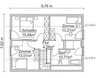 Grundriss Dachgeschoss Ausbauhaus SHA 2 | 1,5-Geschosser