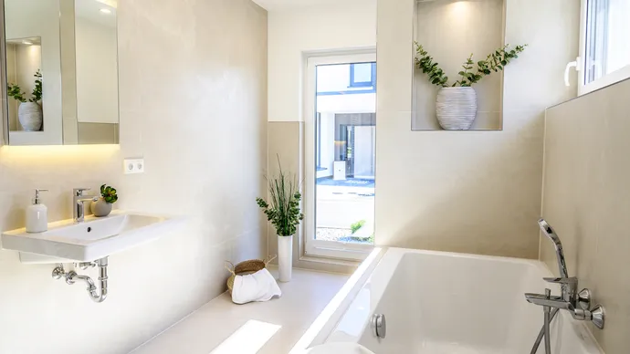 Musterhauscenter Dresden ScanHaus 117 Bungalow Badezimmer