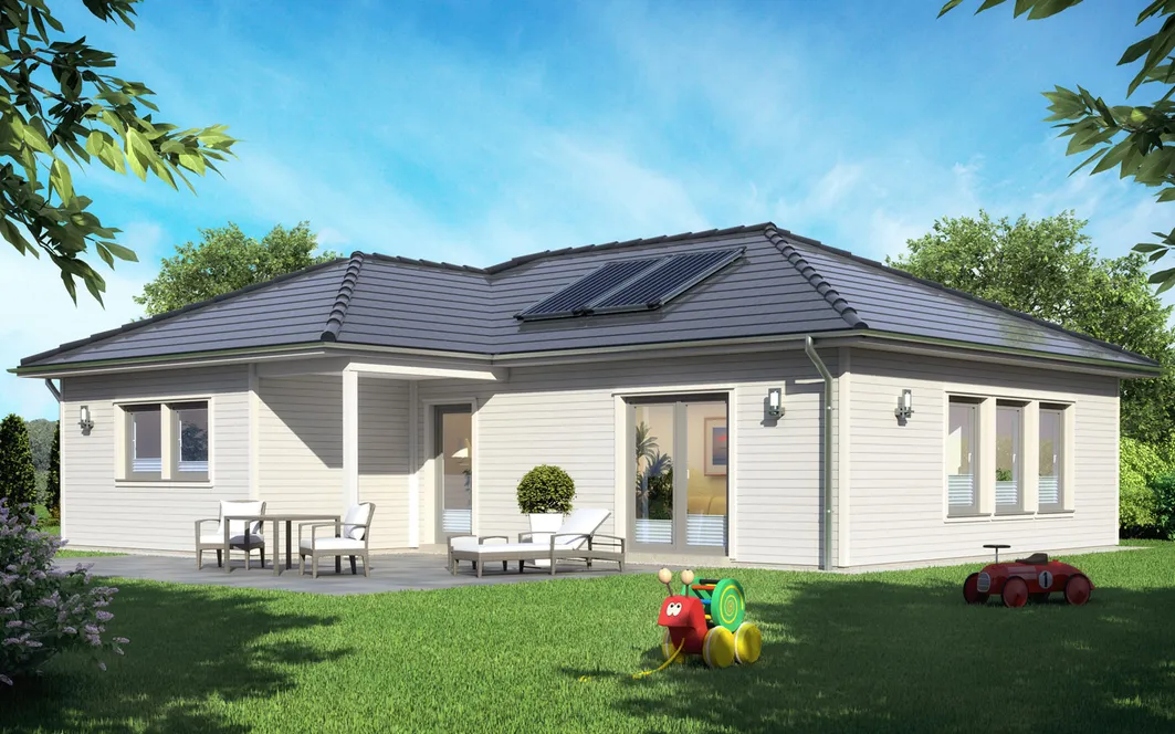 Fertighaus Bungalow SH 115 WB mit Holzfassade