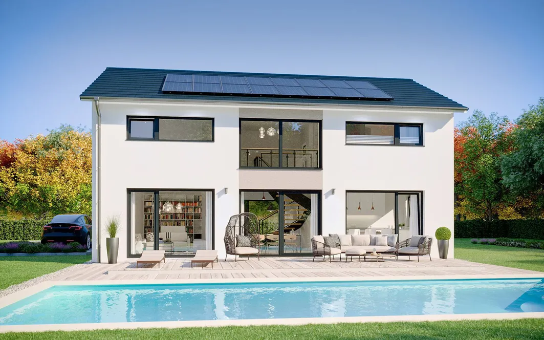 Fertighaus 1,5-Geschosser SH 166 Drempel | Terrassenansicht