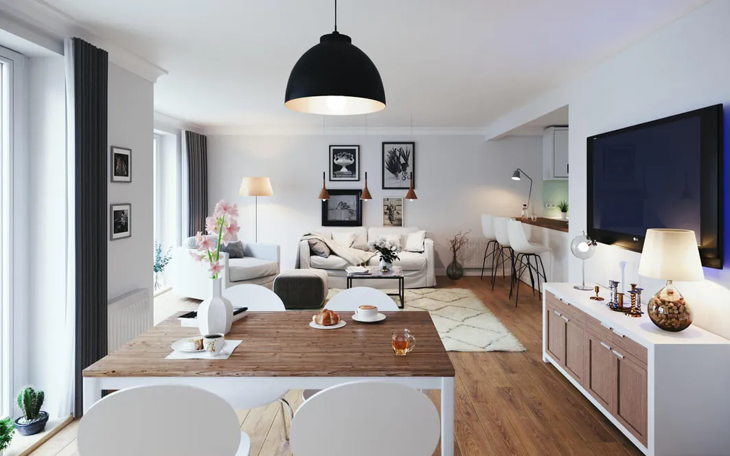 Fertighaus Bungalow SH 113 B - Var. B Wohnzimmer