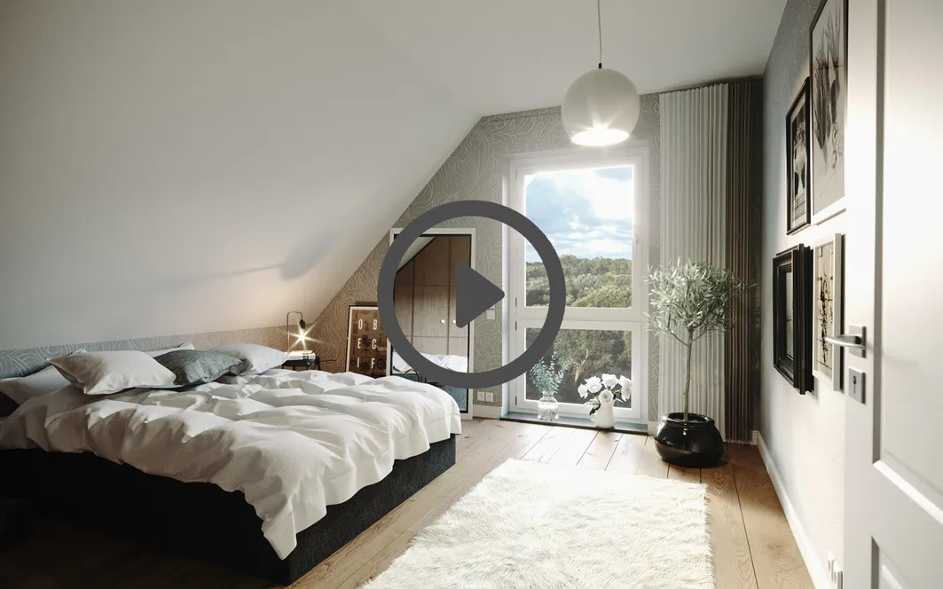 Fertighaus 1,5 Geschosser SH 142 - Var. B Animation Schlafzimmer