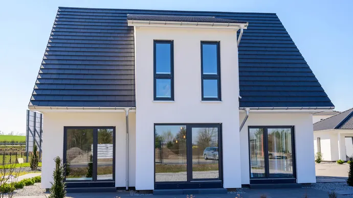 Musterhauscenter Dresden ScanHaus 150 Frontspieß Einfamilienhaus Hausrückseite