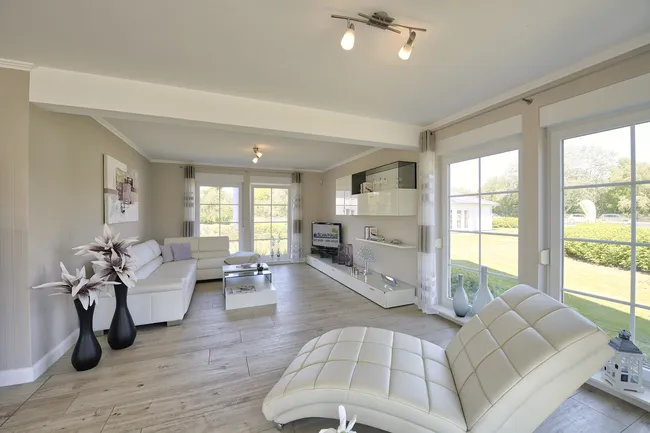 Musterhauscenter Rostock ScanHaus 180 - Variante D Einfamilienhaus Wohnzimmer