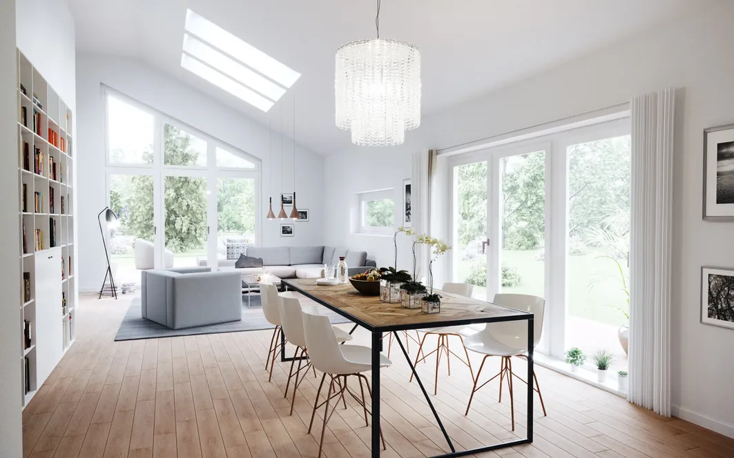 Fertighaus Bungalow SH 147 B Wohn- und Essbereich