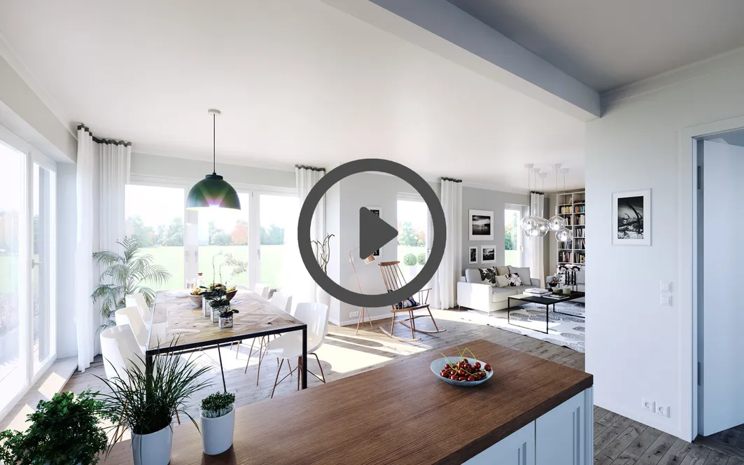 1,5-Geschosser SH 124 | Animation Wohn- und Essbereich