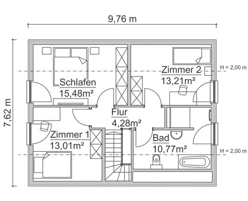 Grundriss Ausbauhaus 2 1,5-Geschosser | Dachgeschoss
