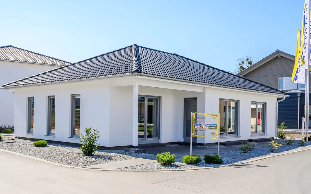 Musterhauscenter Dresden ScanHaus 117 Bungalow Terrassenseite