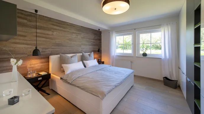 Musterhauscenter Rostock ScanHaus 136 Winkelbungalow Schlafzimmer