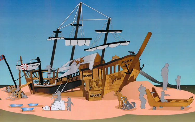 Entwurf Abenteuerspielplatz als Spielschiff
