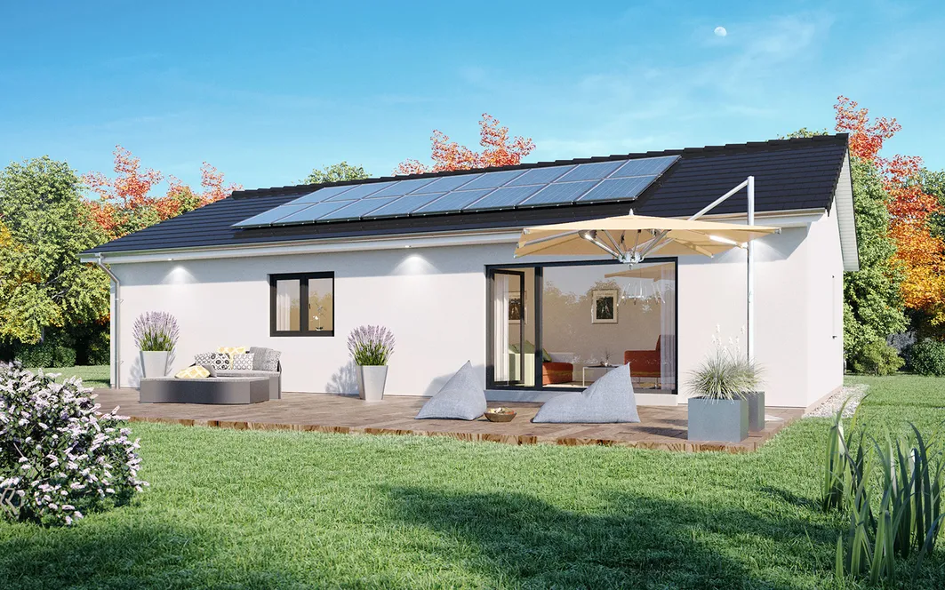 Bungalow SH 100 B - Var. A mit optionalem Satteldach und inkl. Panoramaverglasung