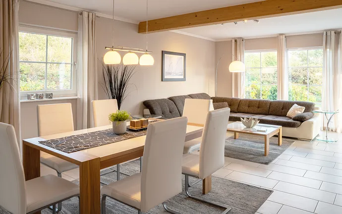 Musterhauscenter Mönchengladbach ScanHaus 136 Winkelbungalow Wohnessbereich