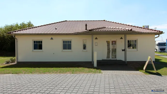 Musterhaus Bremerhaven ScanHaus 136 Winkelbungalow Eingang