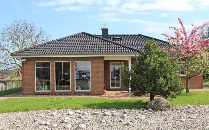 Musterhauscenter Marlow ScanHaus 115 Winkelbungalow Terrassenseite