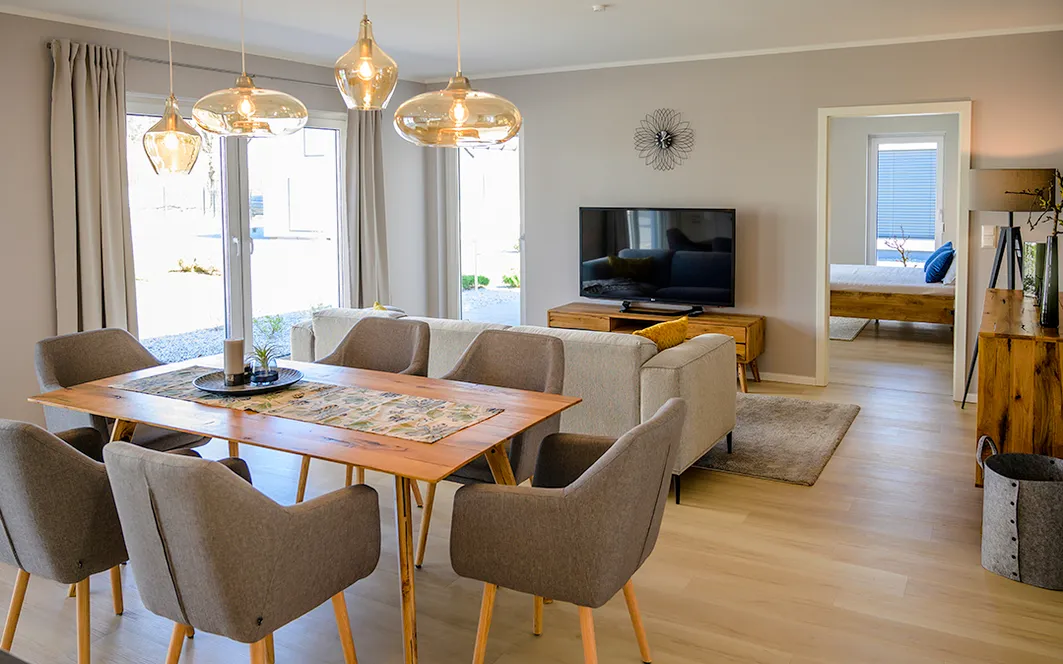 Fertighaus Bungalow SH 117 B - Var. A1 | Ess- und Wohnbereich