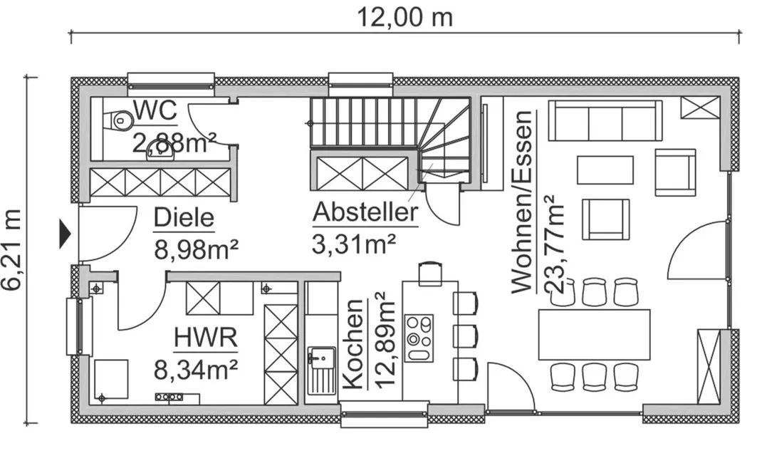 1,5-Gechosser Grundriss SH 116 D (OG)