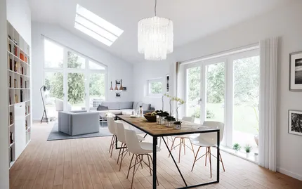 Fertighaus Bungalow SH 147 B Wohn- und Essbereich