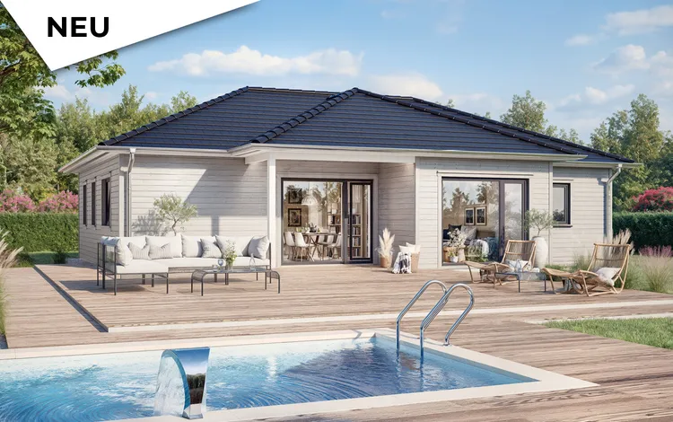 Bungalow SH 113 B - Variante A1 mit heller Holzfassade