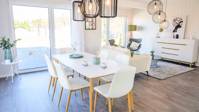 Musterhauscenter Dresden ScanHaus 150 Frontspieß Einfamilienhaus Esszimmer