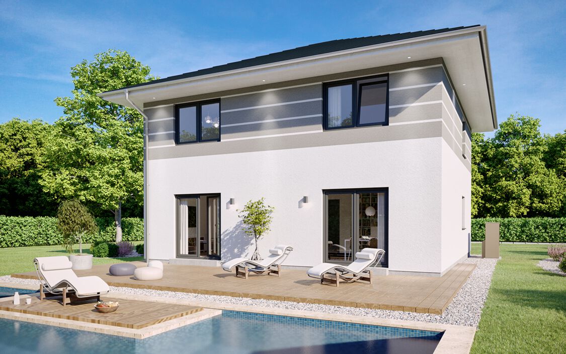 Beispiel Effizienzhäuser 40 (EH 40): Fertighaus Stadtvilla SH 155s Variante a